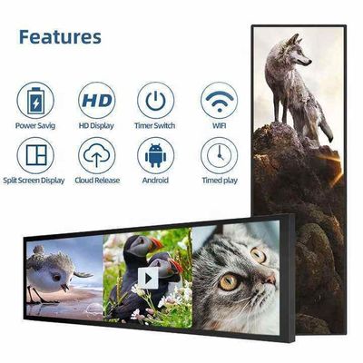24インチ超広解像度 ストレッチバー型LCD広告ディスプレイ スーパーマーケットの棚の小売業のための完璧な選択