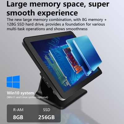 新デザイン 15インチ 60Hz デスクトップ POSターミナル 8+256GB N100 CPU 小売 POSレジ プリンターとスキャナー付き