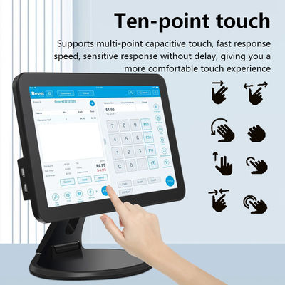 15.6インチタッチスクリーン デスクトップ POS 端末 N2840 2+32GB スキャナー付き小売キャッシュレジャー