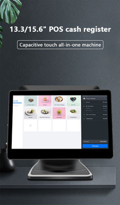 13.3/15.6インチ デュアルタッチスクリーンPOSシステム I3 Windowsシステム 小売店POSターミナル 折りたたみ式ベース付き