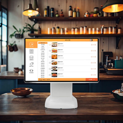 Windows キャッシュレジャー POS マシン シンプル スタイルのプラスチックデザインと 15.6 インチ デュアルスクリーン オールインワン