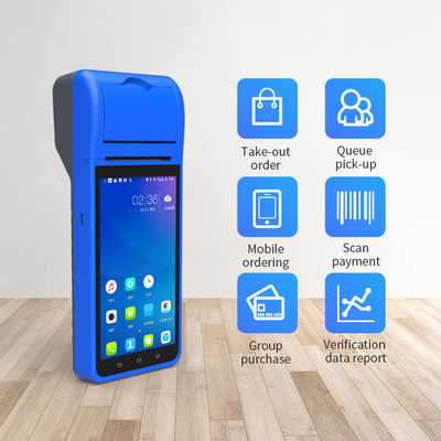 5.5インチ ハンドヘルド Android POSシステム キャッシュレジスターマシン タッチスクリーン モバイルPOSターミナル WiFi USB NFC 決済 小売用 ブルー