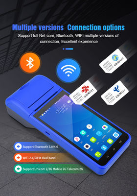 5.5インチ ハンドヘルド Android POSシステム キャッシュレジスターマシン タッチスクリーン モバイルPOSターミナル WiFi USB NFC 決済 小売用 ブルー