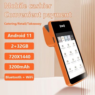 超薄5.45インチAndroid 11 SoftPOSハンドヘルドPOSターミナル NFC WIFIおよび58mm感熱レシートプリンター、小売店向け
