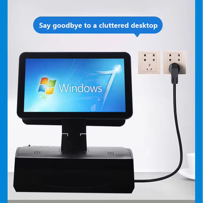 15.6インチ デュアルスクリーン タッチ オールインワン POSシステム キャッシュドロワー内蔵 58mmプリンター 2GB RAM スーパーマーケット向け