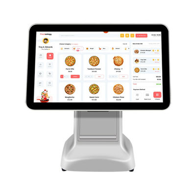 オールインワンコアホワイトUSB3.0インターフェーススキャナーチェックキャッシュレジスターPosターミナルシステム、80mmプリンターと15.6インチLCD付き