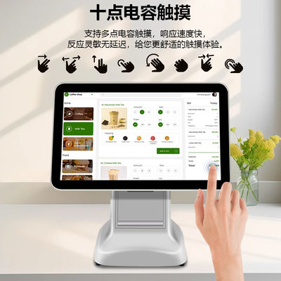 オールインワンコアホワイトUSB3.0インターフェーススキャナーチェックキャッシュレジスターPosターミナルシステム、80mmプリンターと15.6インチLCD付き