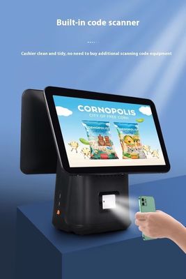 小売レストランの請求機 15.6インチ デュアルスクリーン POS システム Win オペレーティングシステムと Android POS