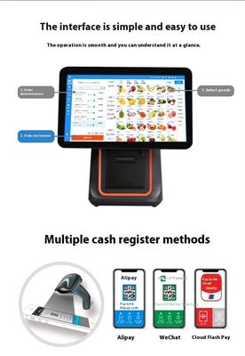 小売レストランの請求機 15.6インチ デュアルスクリーン POS システム Windows オペレーティングシステムと Android POS