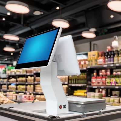 15.4インチ デュアルスクリーン 窓タッチ オールインワン スケール 重量 POS スーパーマーケット ホテルの究極 POS ソリューション