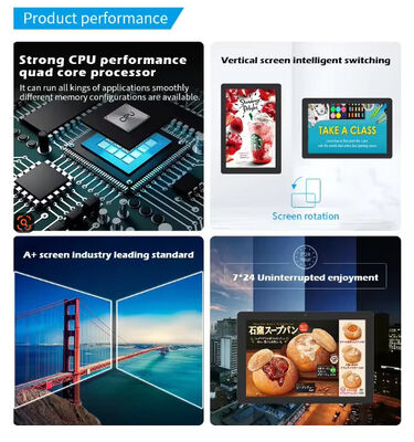 レストランやカフェ向けのRK3566 Androidプラットフォーム搭載 24インチ壁掛けデジタルメニューボード