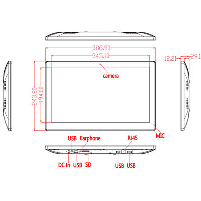 15.6インチ 超薄型 一体型タッチスクリーンPC (8GB ROM、WiFi、RJ45、PoE対応)
