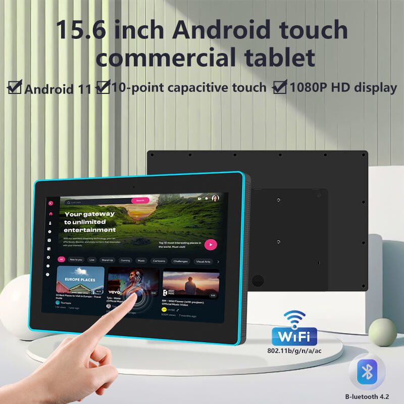 15.6インチ RK3566 NFC POE パワー タブレット PC 壁掛け ミーティング アンドロイド タブレット LEDライト付き