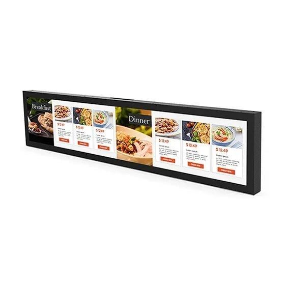 19インチ 壁に装着されたバー型広告機 1920×360 アンドロイドタブレット