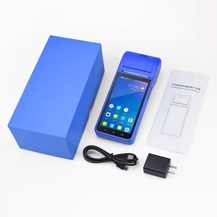 5.5インチ ハンドヘルド Android POSシステム キャッシュレジスターマシン タッチスクリーン モバイルPOSターミナル WiFi USB NFC 決済 小売用 ブルー