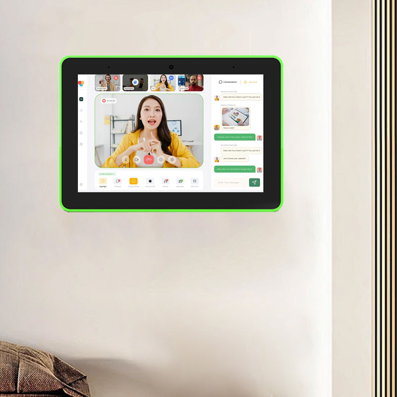 10.1インチ壁掛け型ビジネス向けAndroid 14タブレットPC、タッチスクリーン、Rockchipクアッドコア、LEDライト搭載、会議室予約、スケジュール管理システム用